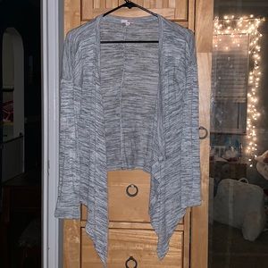 Grey & White Heather Cardigan Sweater